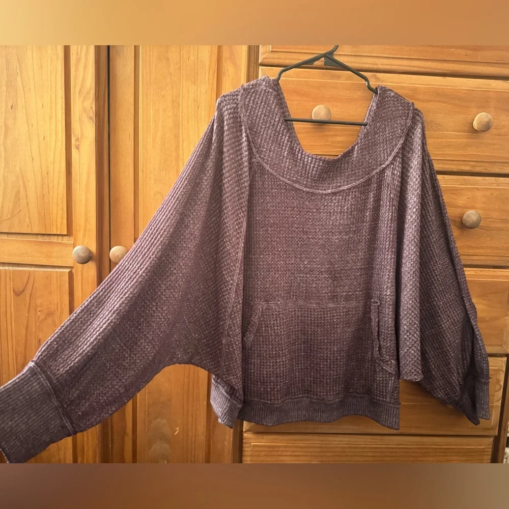 We The Free Off-the-Shoulder Textured Sweater in Taupe - Picture 4 of 7